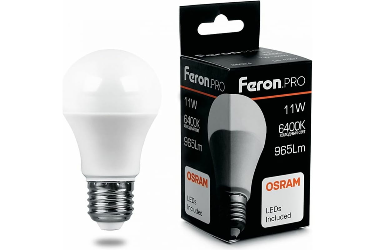 Светодиодная лампа FERON PRO LB-1011 шар E27 11W 6400K OSRAM LED 38031