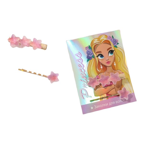 

Заколки для волос Princess, сиреневые звезды, 2 шт., Разноцветный, Art beauty_kids