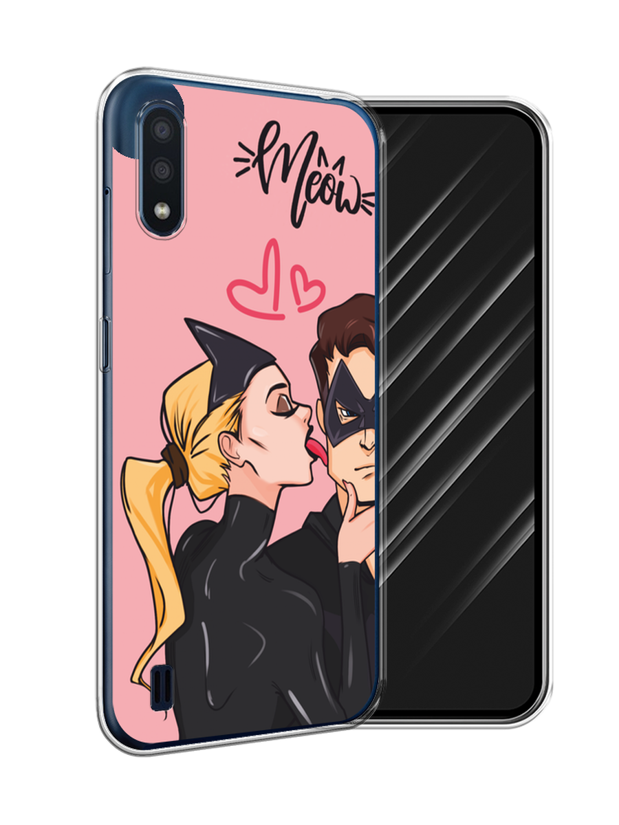 

Чехол Awog на Samsung Galaxy M01 "Kiss of Cat Woman", Розовый;черный;бежевый, 2101150-1