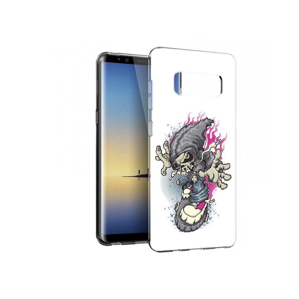 фото Чехол mypads tocco для samsung galaxy note 8 нарисованный скелет на скейт борде