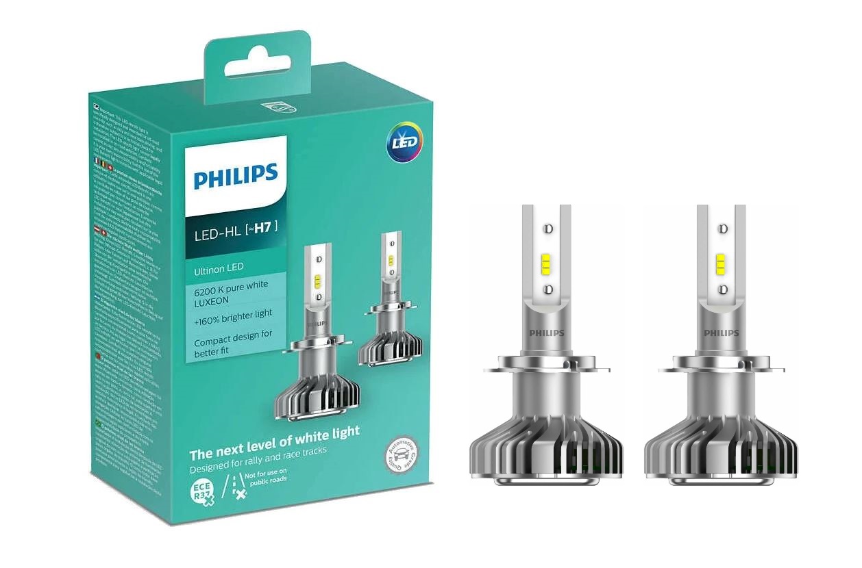 фото Лампа ultinon led h7 6200k, картонная упаковка блистерного 2шт. philips