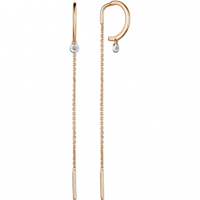 

Серьги с 2 бриллиантами из красного золота Алкор 24233-100, 24233-100