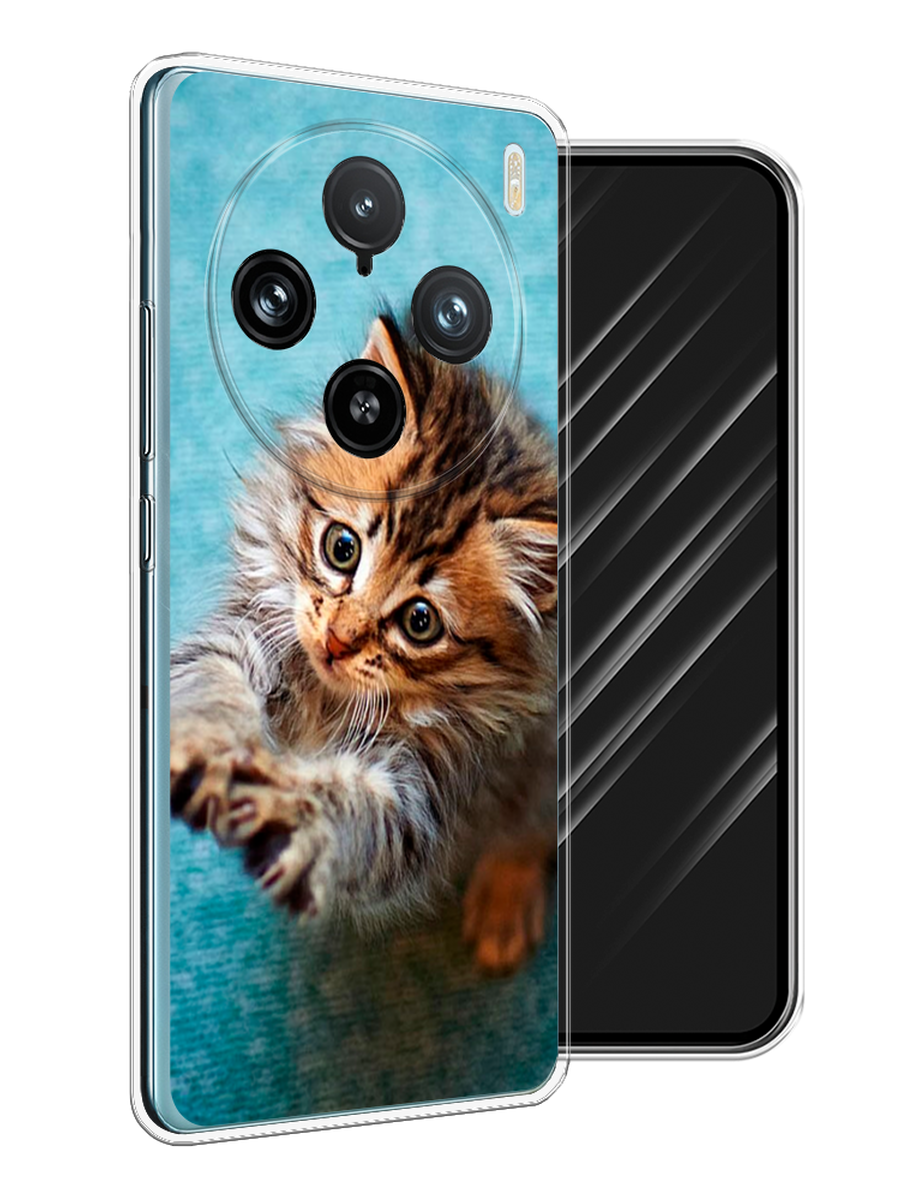 

Чехол Awog на Vivo X100 Pro "Котенок просит есть", Бирюзовый;коричневый;белый, 2611850-1