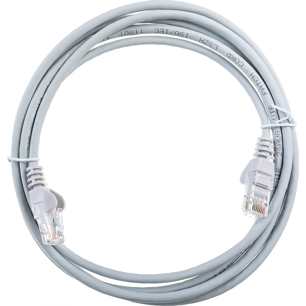 LANMASTER Патч-корд RJ45-RJ45, 4 пары, UTP, категория 5е, 2 м, серый, LSZH, LAN-PC45/U5E-2