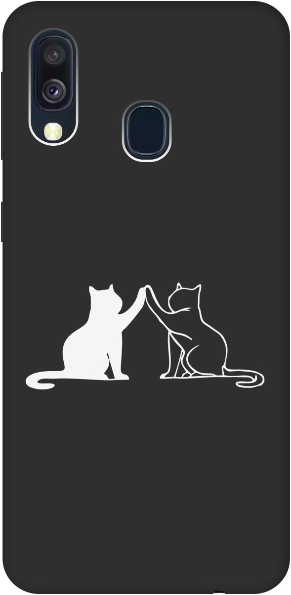 

Матовый чехол на Samsung Galaxy A40 с принтом "Cats W" черный, Черный;белый, 8413