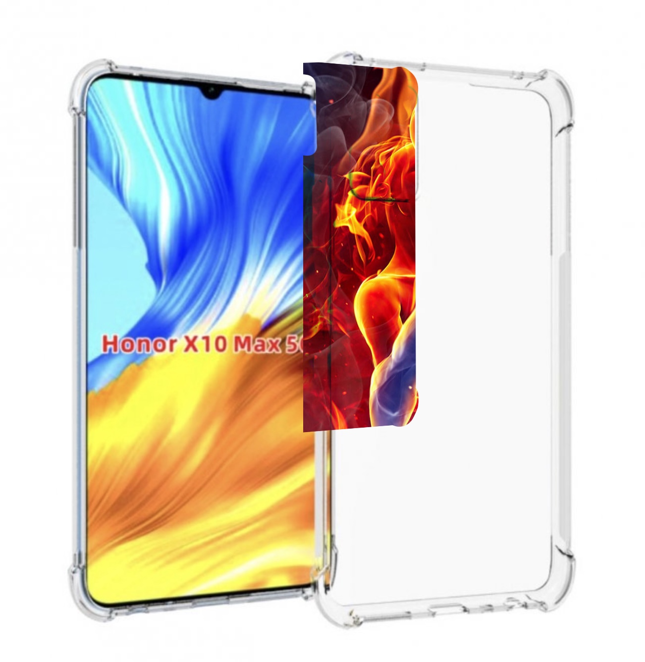 

Чехол MyPads Огонь-вода для Honor X10 Max, Прозрачный, Tocco