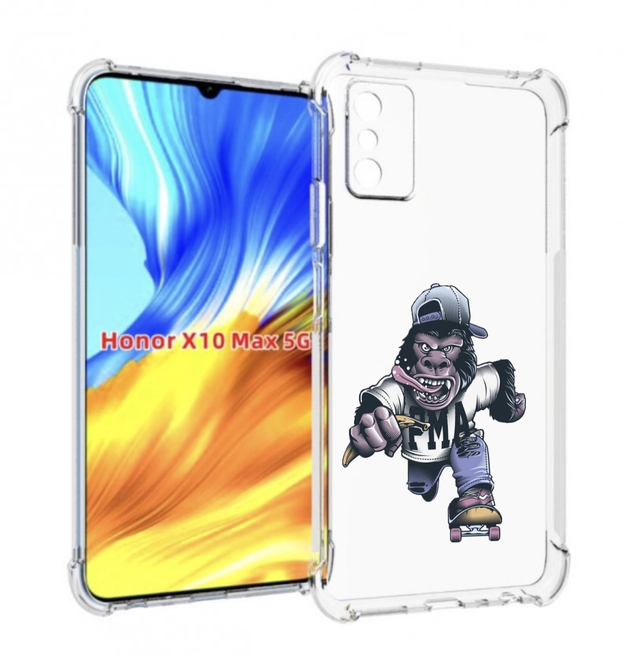 

Чехол MyPads Обезьяна на скейте для Honor X10 Max, Прозрачный, Tocco