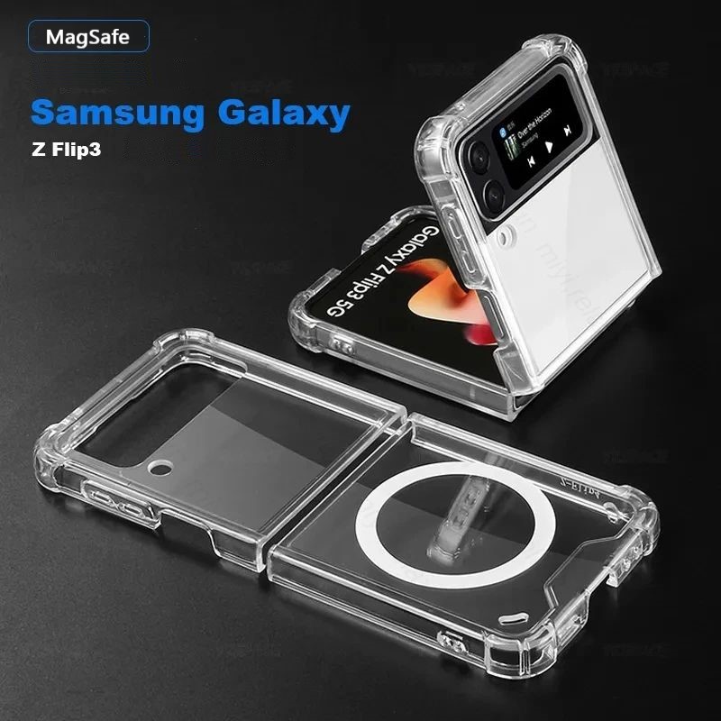 Чехол для Samsung Galaxy Z-Flip 3 Magsafe противоударный с поддержкой беспроводной зарядки