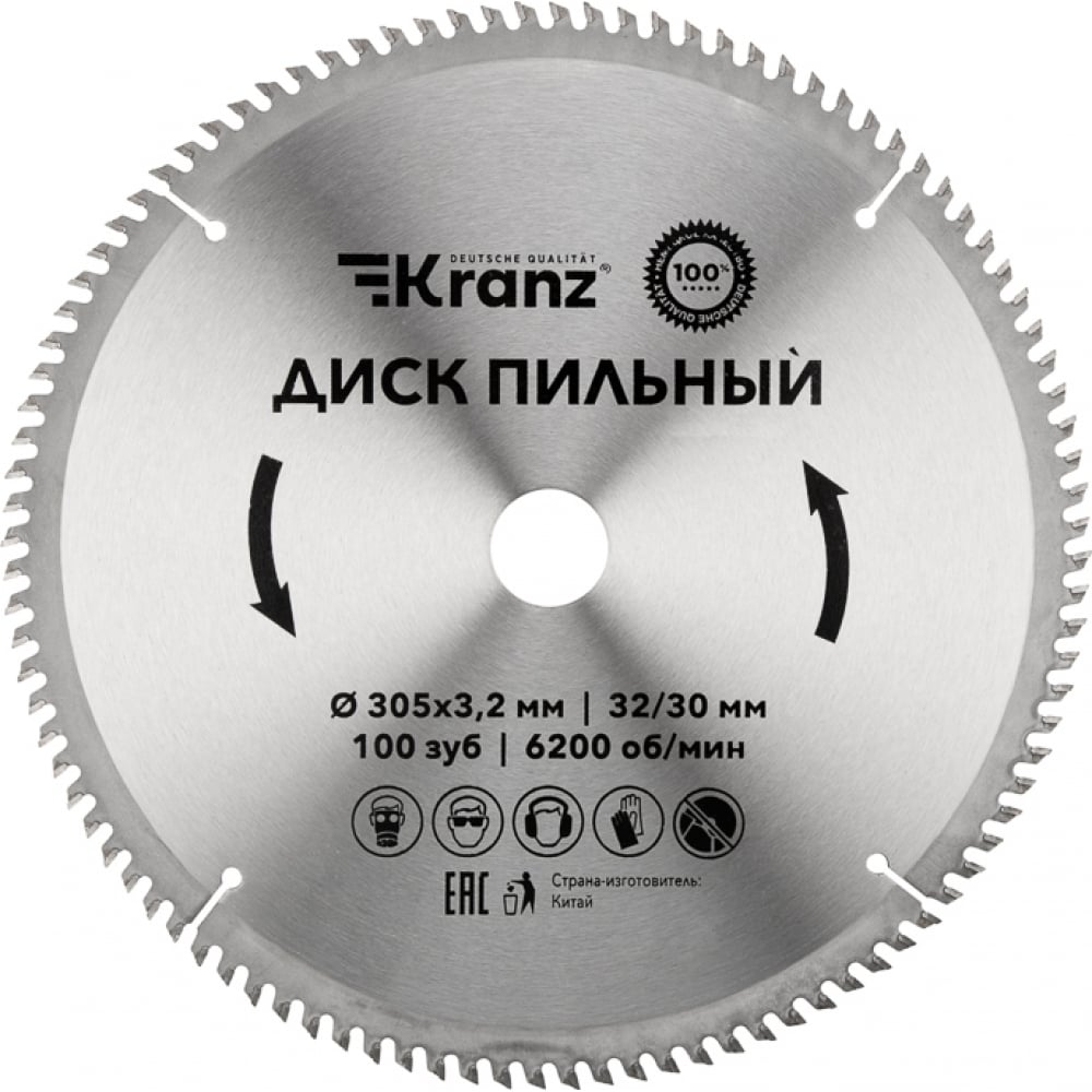 KRANZ Диск пильный по дереву 305x32/30 мм 100 зубьев KR-92-0136