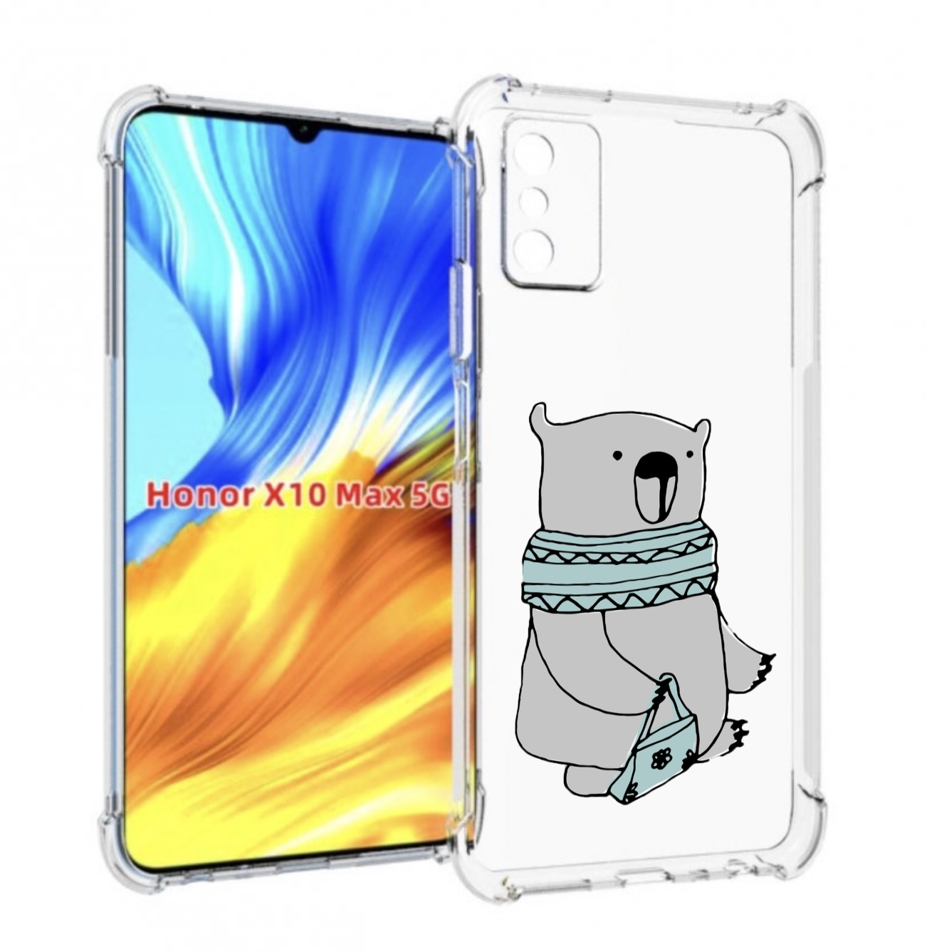 

Чехол MyPads Модный медведь для Honor X10 Max, Прозрачный, Tocco