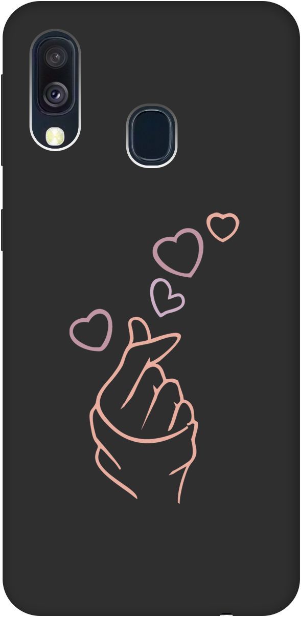 

Матовый чехол на Samsung Galaxy A40 с принтом "K-Heart" черный, Черный;розовый, 2513