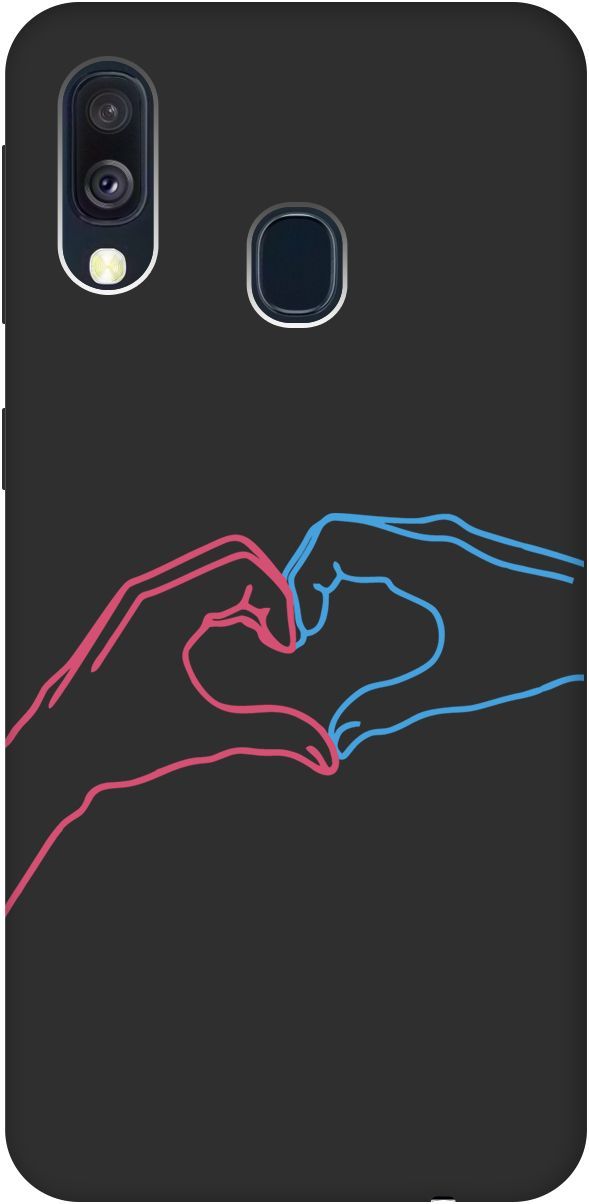 

Матовый чехол на Samsung Galaxy A40 с принтом "Fall in Love" черный, Черный;голубой, 2513