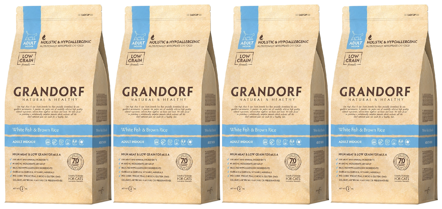 

GRANDORF GRANDORF CAT ADULT INDOOR WHITE FISH & RICE низкозерновой для взрослых кошек живу