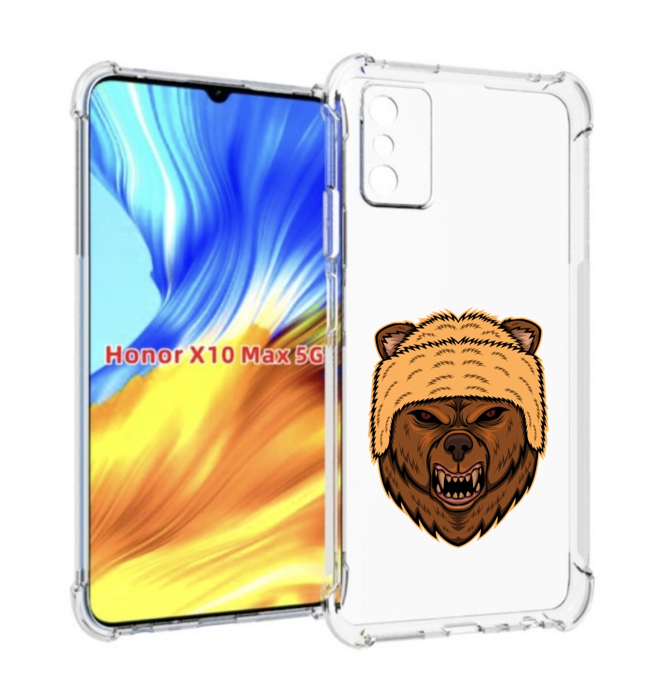 

Чехол MyPads Медведь-в-шапке для Honor X10 Max, Прозрачный, Tocco