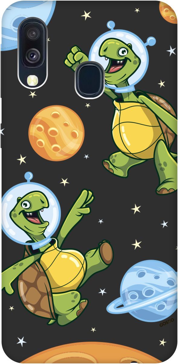

Матовый чехол на Samsung Galaxy A40 с принтом "CosmoTurtles" черный, Черный;бежевый, 2513