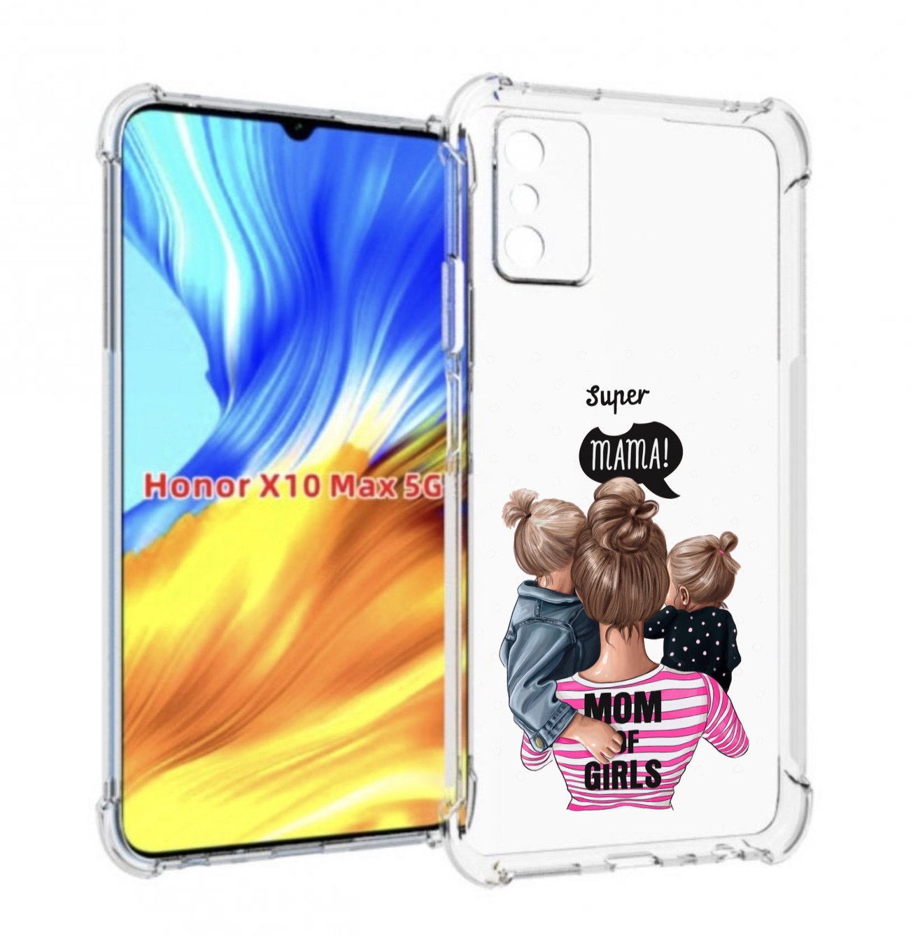 

Чехол MyPads Мама-девочек женский для Honor X10 Max, Прозрачный, Tocco