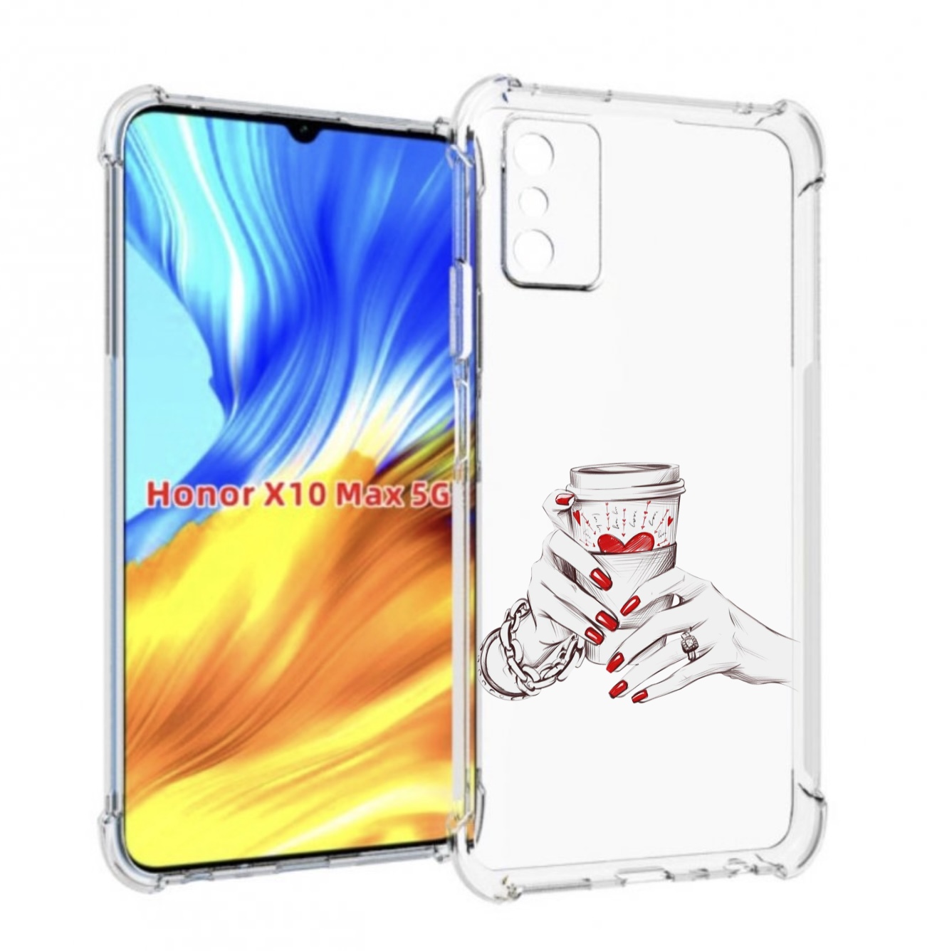 

Чехол MyPads Любовный-стакан для Honor X10 Max, Прозрачный, Tocco