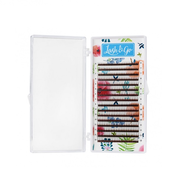 

Ресницы Lash&Go черные готовые пучки 3D D 0,10 6-12 мм 16 линий, Черный