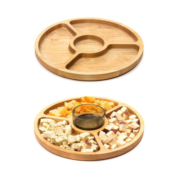 фото Менажница 3 в 1 деревянная из бука, посуда для подачи закусок, большая круглая тарелка для milinda