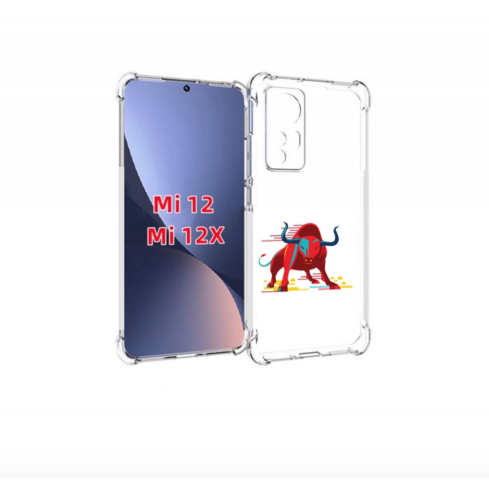 

Чехол-бампер MyPads Красный-бык для Xiaomi 12/Xiaomi 12X противо, Прозрачный, Tocco