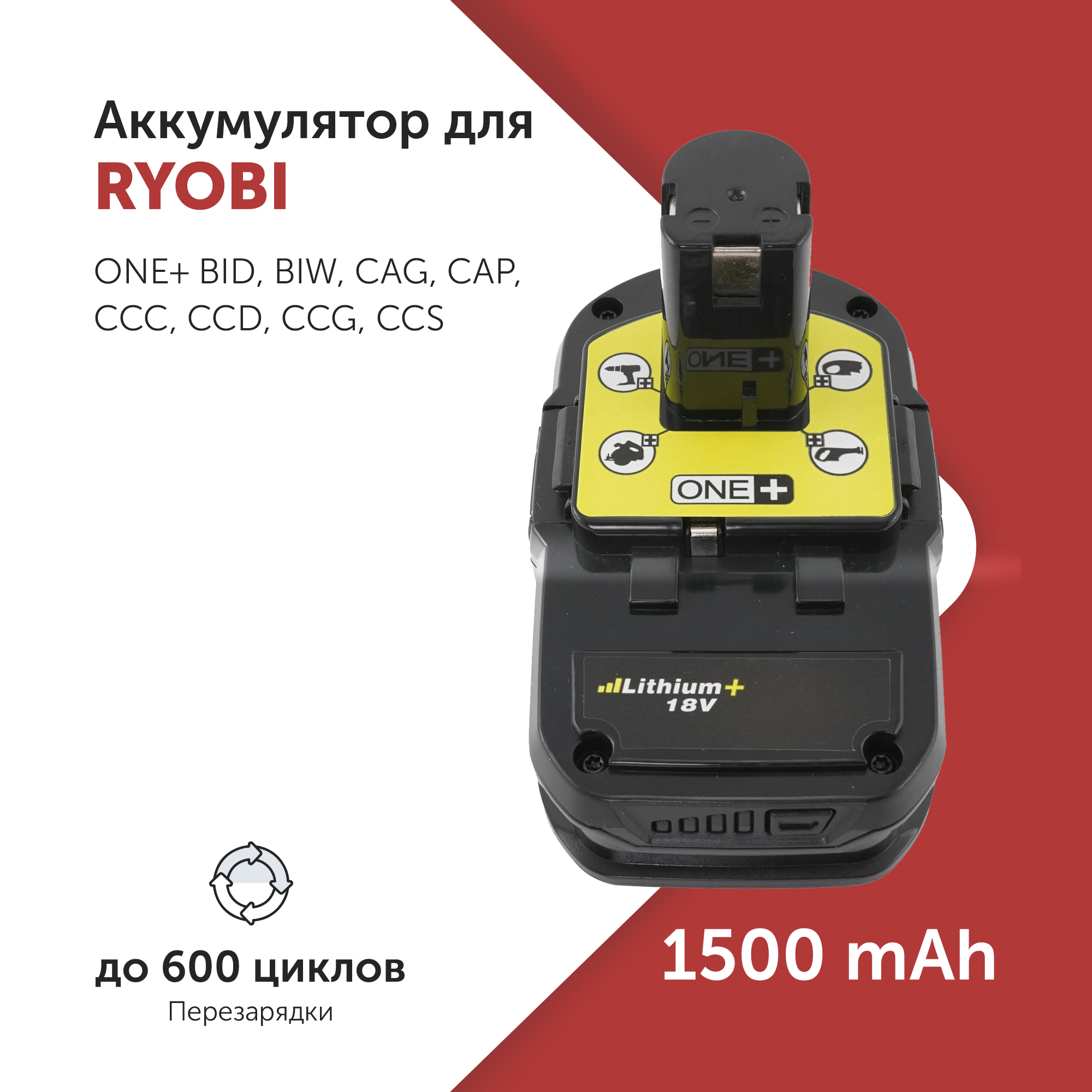 Аккумулятор для электроинструмента Ryobi 18V 1.5Ah