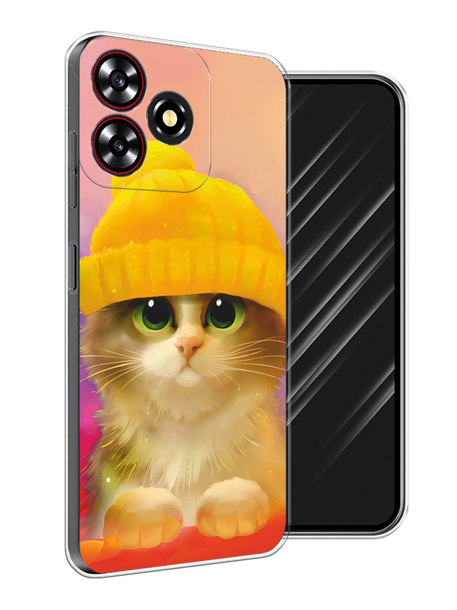 

Чехол Awog на ZTE Blade A73 4G "Котенок в желтой шапке", Желтый, 136450-1