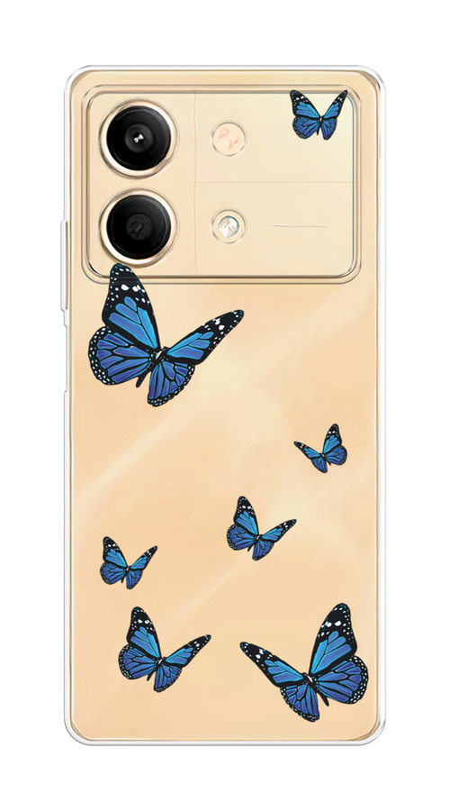 

Чехол на Poco X6 Neo "Blue butterflies", Синий;черный, 321950-1