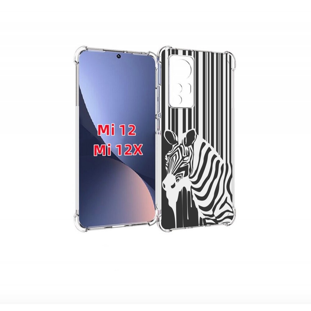 Чехол бампер MyPads Зебра для Xiaomi 12/Xiaomi 12X противоударный