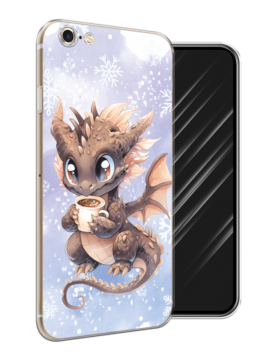 

Чехол Awog на Apple iPhone 6 Plus/6S Plus "Дракончик с кружкой тёмный", Бежевый;розовый;серый, 10550-1