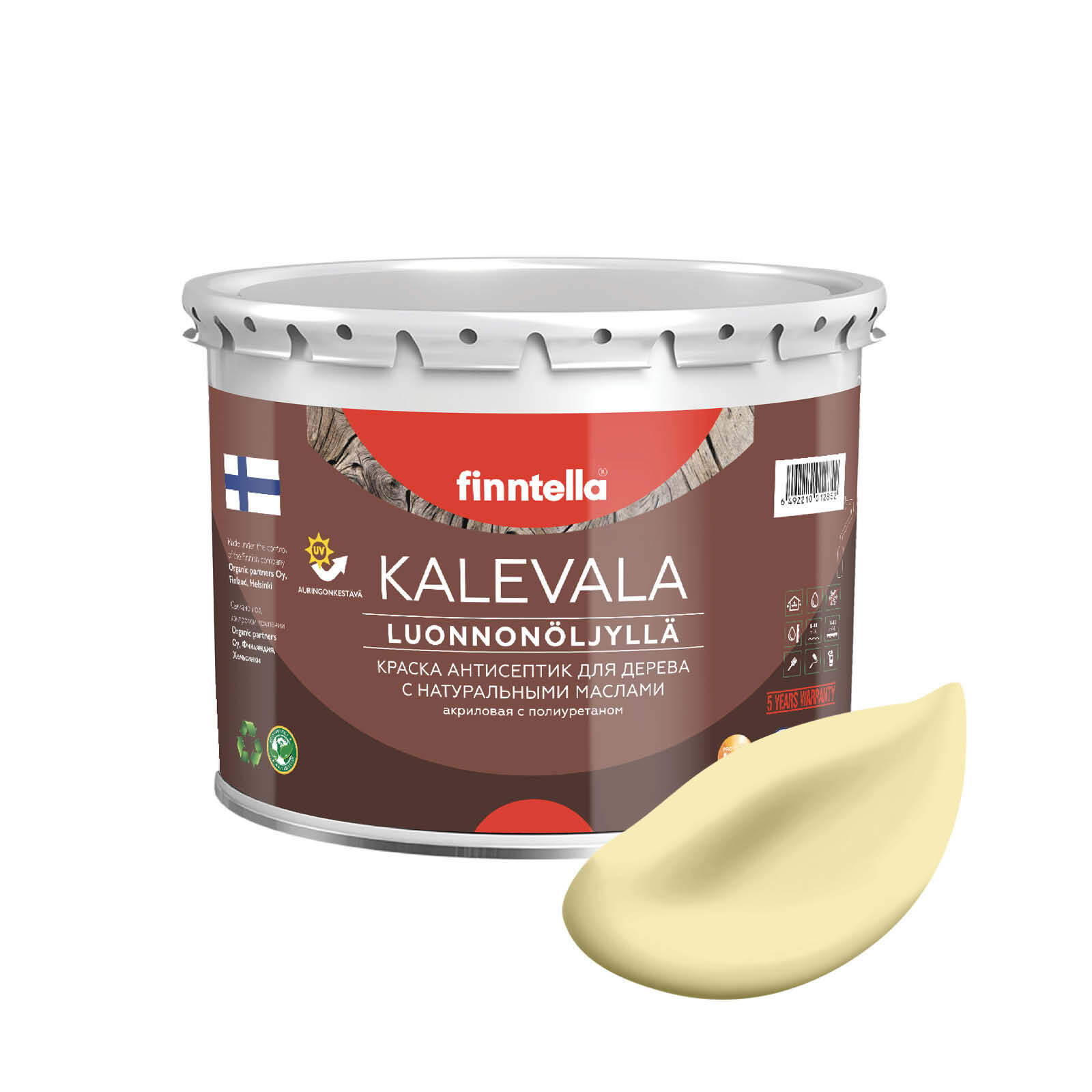 

Краска для дерева и деревянных фасадов FINNTELLA KALEVALA, с натуральным маслом и полиурет, Желтый, KALEVALA NLC