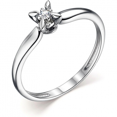 

Кольцо с 1 бриллиантом из белого золота р. 18,5 Алкор 14281-200, 14281-200