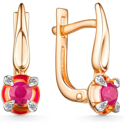 

Серьги с рубинами и бриллиантами из красного золота Алкор 24270-103, 24270-103