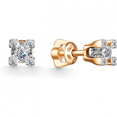 

Серьги с 10 бриллиантами из красного золота Алкор 24266-100, 24266-100
