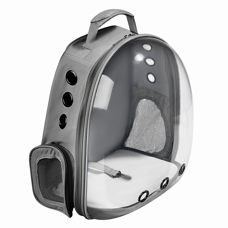 Рюкзак переноска для домашних животных Иллюминатор с вентиляцией Baziator GP0003 серый