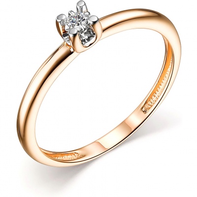 

Кольцо с 1 бриллиантом из красного золота р. 18,5 Алкор 14283-100, 14283-100
