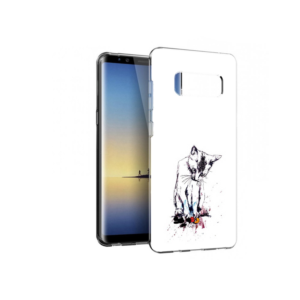 

Чехол MyPads Tocco для Samsung Galaxy Note 8 кот и микки, Прозрачный, Tocco