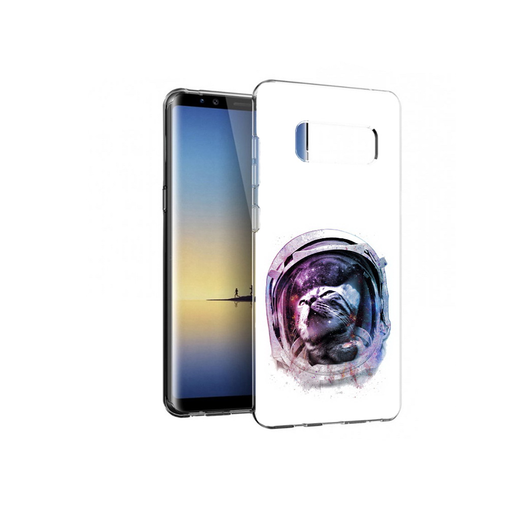 

Чехол MyPads Tocco для Samsung Galaxy Note 8 кот в шлеме, Прозрачный, Tocco