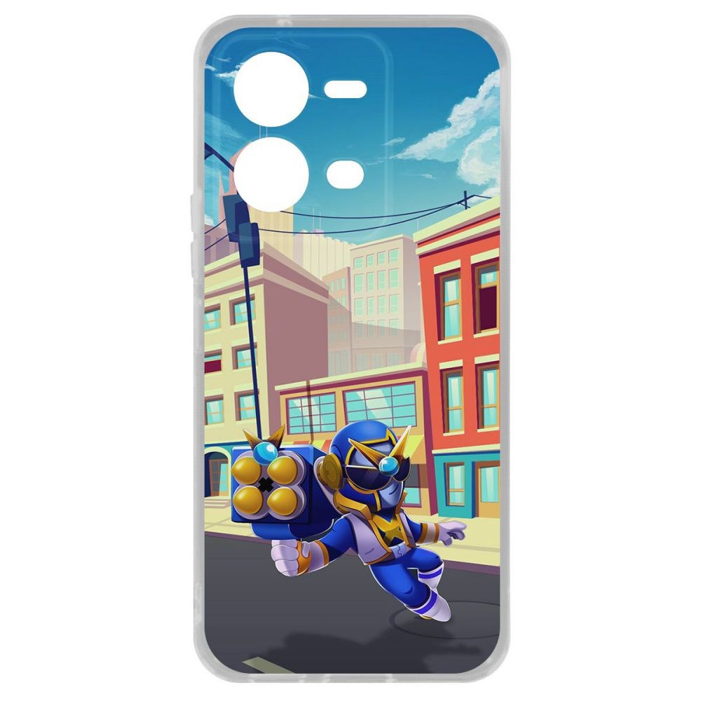 

Чехол Brawl Stars-Супер Рейнджер Брок для Vivo V25e, Прозрачный