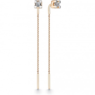 

Серьги с 2 бриллиантами из красного золота Алкор 24242-100, 24242-100