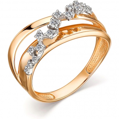

Кольцо с 15 бриллиантами из красного золота р. 18,5 Алкор 13959-100, 13959-100