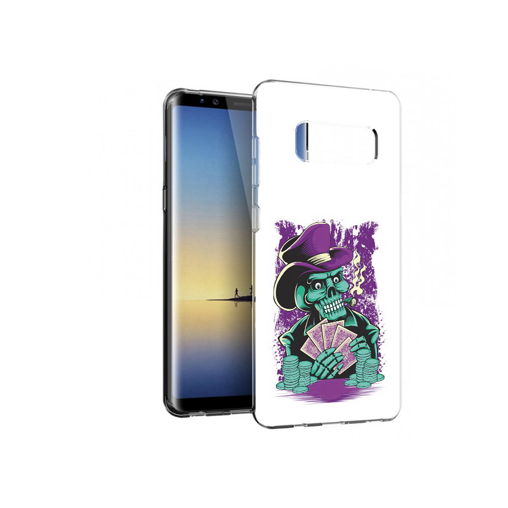 

Чехол MyPads Tocco для Samsung Galaxy Note 8 зеленый череп с картами, Прозрачный, Tocco