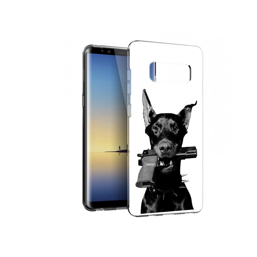 

Чехол MyPads Tocco для Samsung Galaxy Note 8 доберман с пистолетом, Прозрачный, Tocco