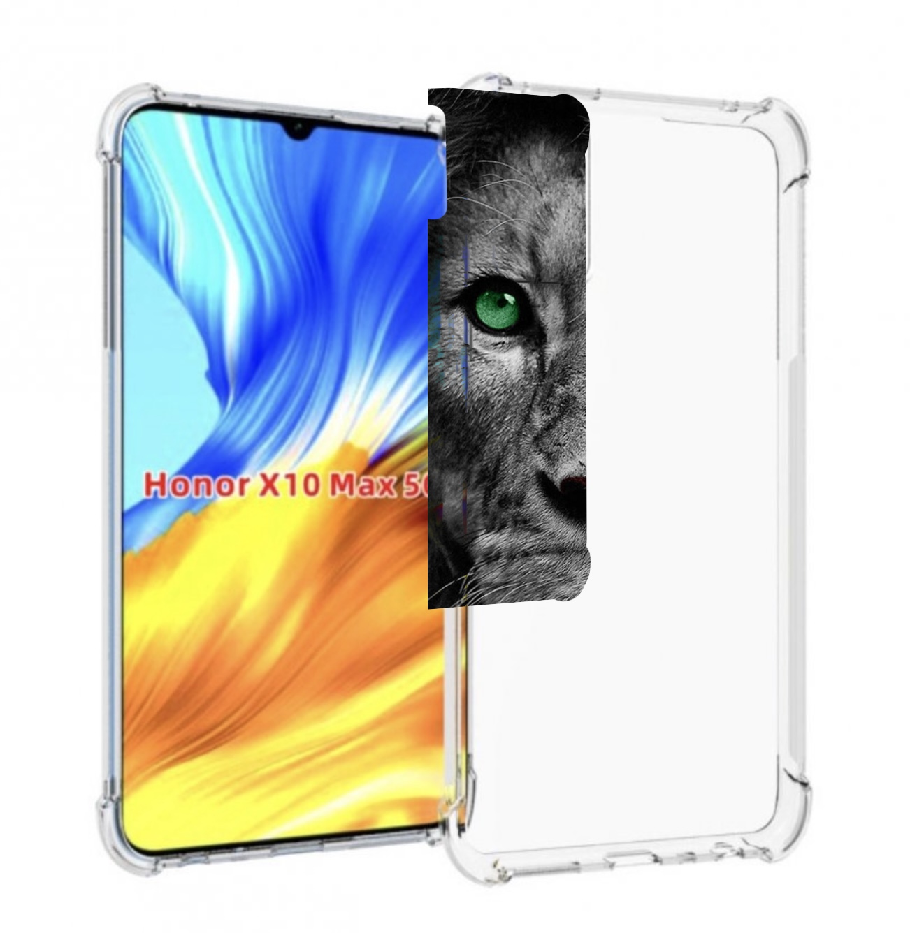 

Чехол MyPads Лев-зеленоглазый мужской для Honor X10 Max, Прозрачный, Tocco