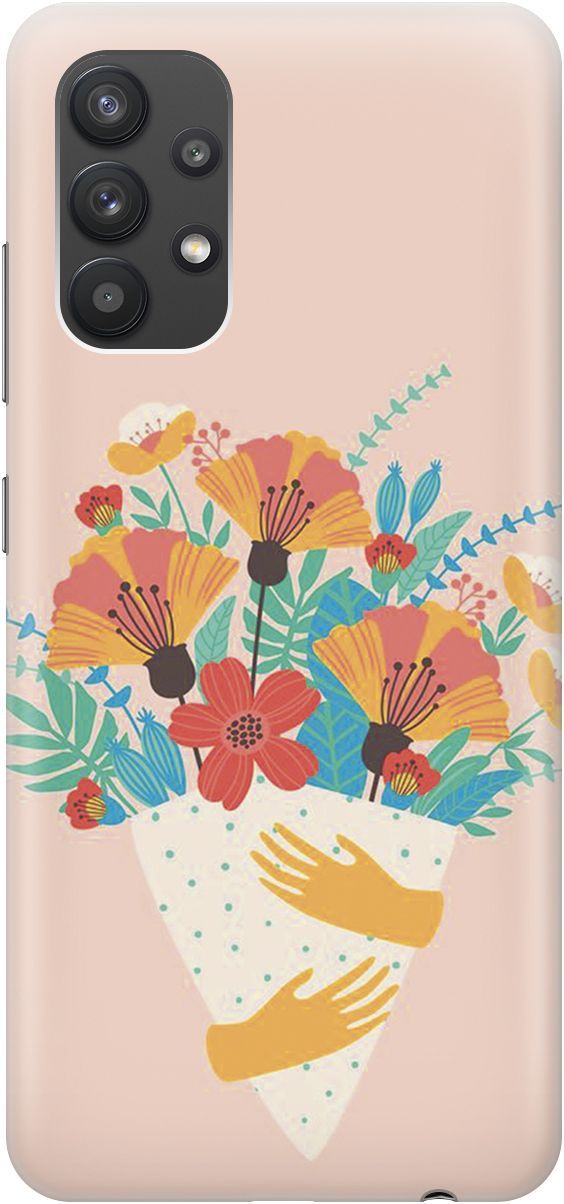 

Силиконовый чехол на Samsung Galaxy A32 с принтом "Букет на розовом", Красный;розовый, 4623