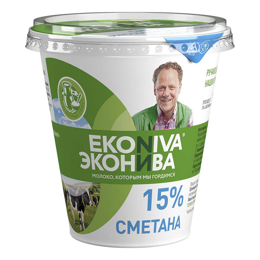 Сметана ЭкоНива 15% БЗМЖ 300 г