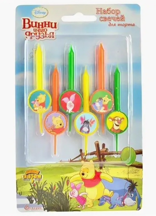 

Свечи для торта" Disney Bинни и друзья" 6 шт./уп. (Цв: Разноцветный )