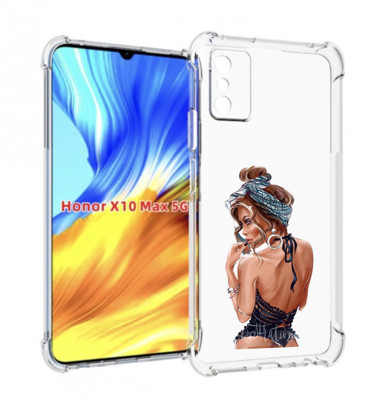 

Чехол MyPads Красивая-дама женский для Honor X10 Max, Прозрачный, Tocco