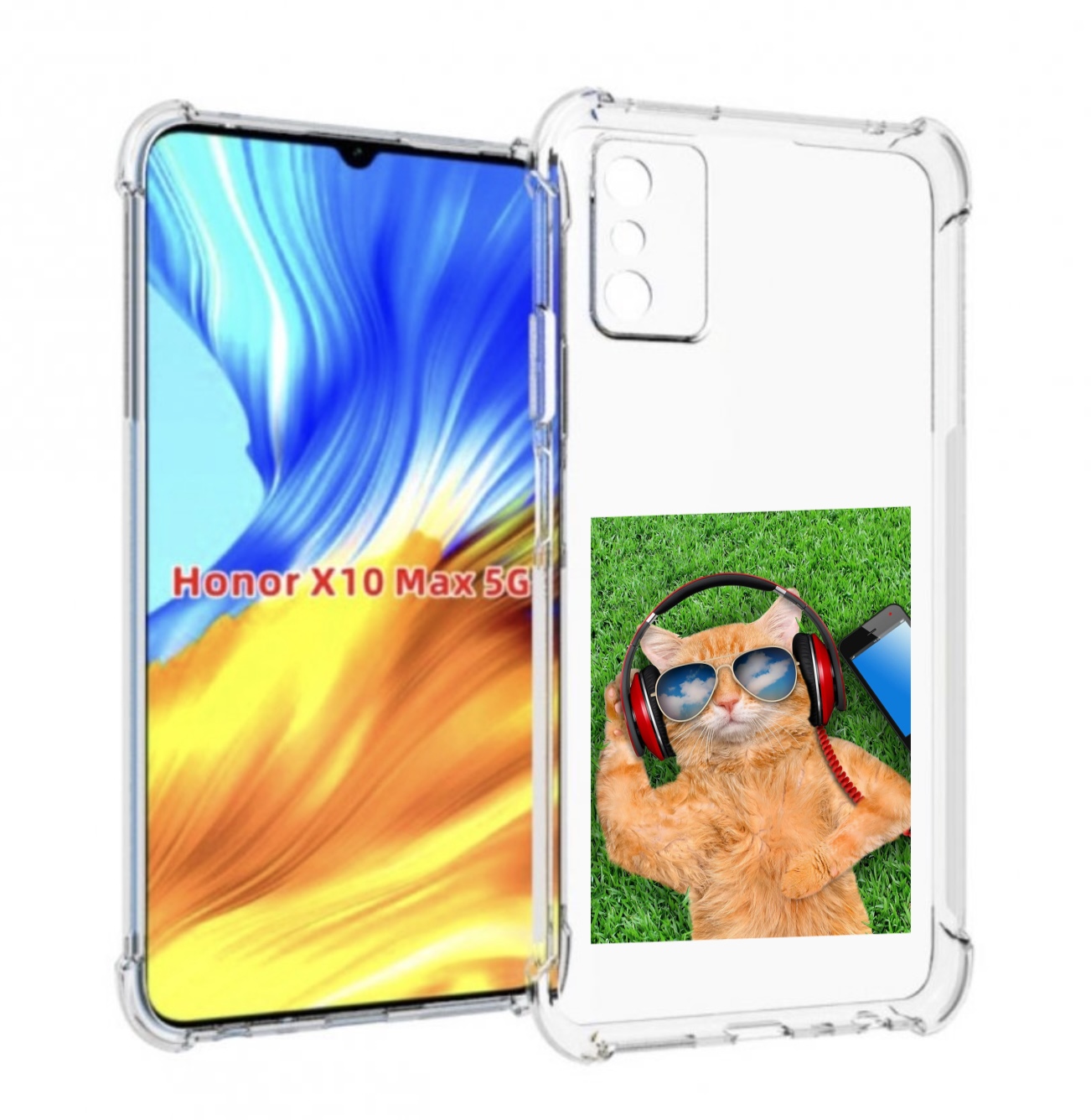 

Чехол MyPads Кот-кайфарик для Honor X10 Max, Прозрачный, Tocco