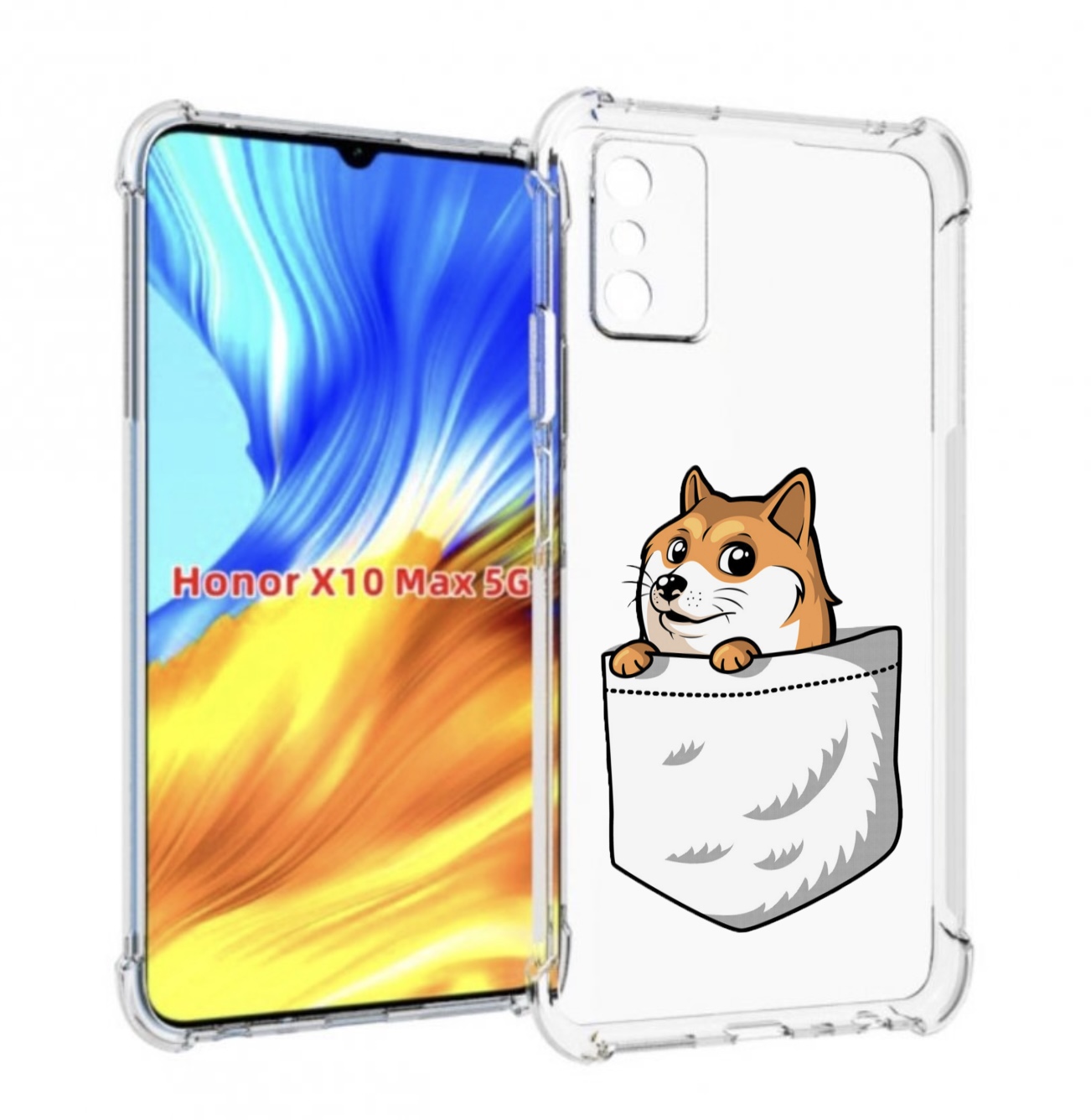 

Чехол MyPads Корги в кармане для Honor X10 Max, Прозрачный, Tocco