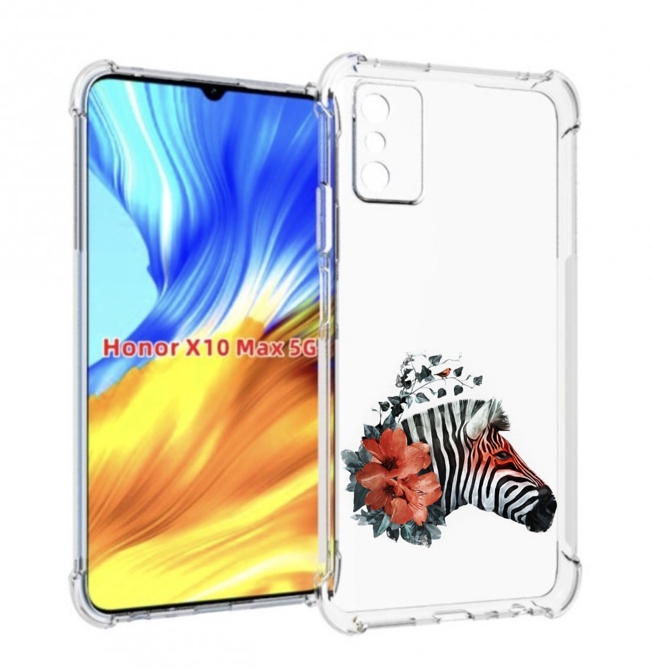 

Чехол MyPads Зебра с цветами для Honor X10 Max, Прозрачный, Tocco